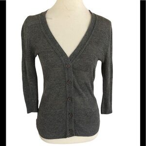 Delia’s V-neck button down cardigan with three-quarter length sleeves